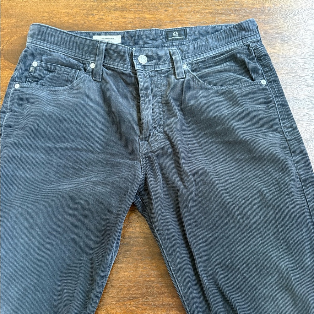 AG Adriano Goldschmied Corduroy Pants Mens 33”W The Graduate Tailored Leg Black - Picture 5 of 16